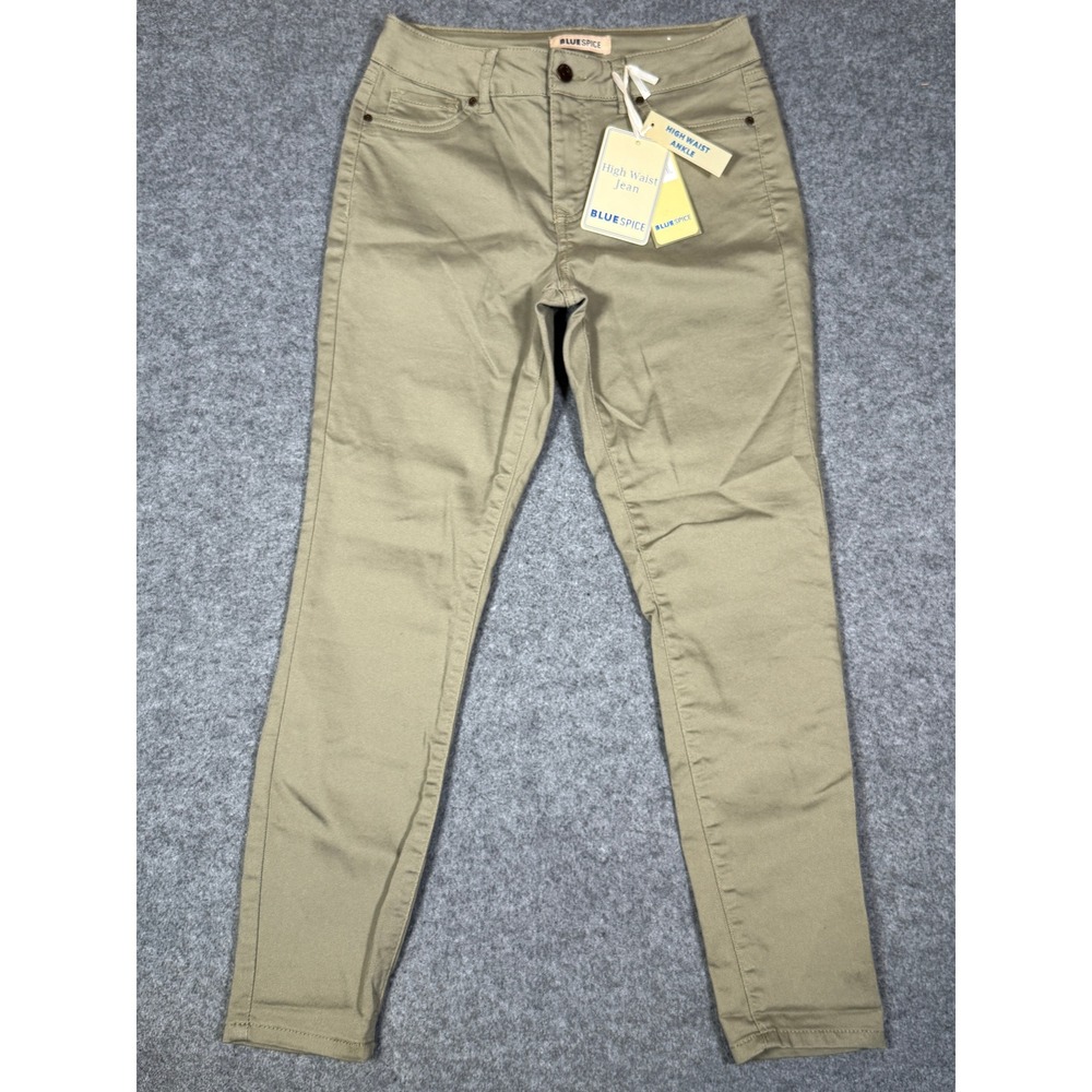 Blue Spice Womens High Waist Ankle Jeans Olive Green Slim Fit Size 7 NWT